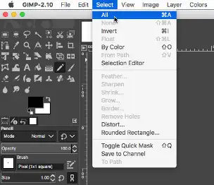 Gimp Select menu